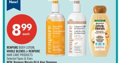RENPURE BODY LOTION, WHOLE BLENDS or RENPURE HAIR CARE PRODUCTS