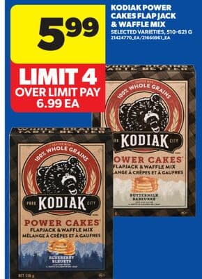 KODIAK POWER CAKES FLAP JACK & WAFFLE MIX, 510-621 G