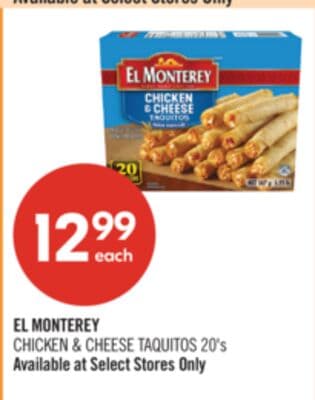 EL MONTEREY CHICKEN & CHEESE TAQUITOS 20's