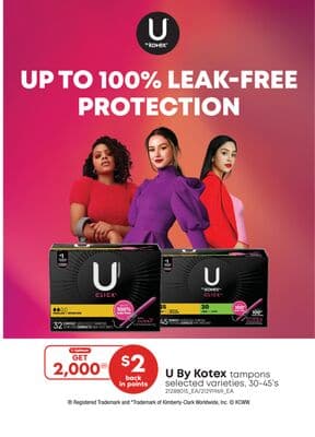 U BY KOTEX TAMPONS, 30-45'S