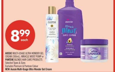 AUSSIE MULTI-USAGE ULTRA WONDER GEL CREAM (300mL), MIRACLE MOIST PUMP or PANTENE BLENDS HAIR CARE PRODUCTS