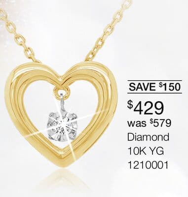 Dancing Diamonds 10K Yellow Gold Diamond Heart Necklace