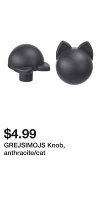 GREJSIMOJS Knob, anthracite/cat