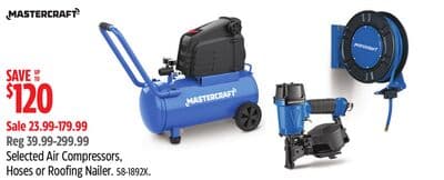 Mastercraft Selected Air Compressors, Hoses or Roofing Nailer