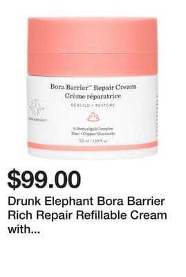 Drunk Elephant Bora Barrier Rich Repair Refillable Cream with 6-Butterlipid Complex