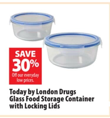 Today by London Drugs Glass Food Storage Container with Locking Lids