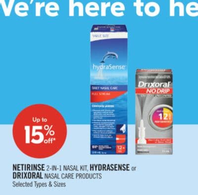 NETIRINSE 2-IN-1 NASAL KIT, HYDRASENSE or DRIXORAL NASAL CARE PRODUCTS