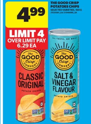 THE GOOD CRISP POTATOES CHIPS, 160 G