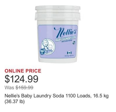 Nellie's Baby Laundry Soda 1100 Loads, 16.5 kg (36.37 lb)