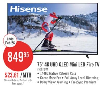 HISENSE 75" QD7QFM Mini-LED QLED 4K UHD AI Smart Fire TV (75QD7QFM)