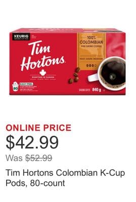 Tim Hortons Colombian K-Cup Pods, 80-count