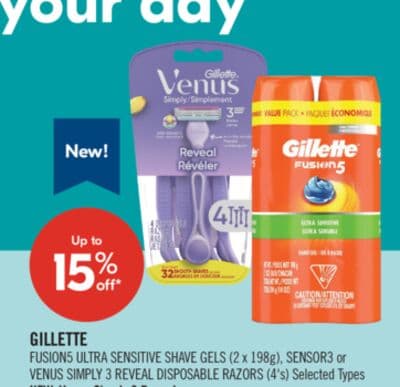 GILLETTE FUSION ULTRA SENSITIVE SHAVE GELS (2 x 198g), SENSOR3 or VENUS SIMPLY 3 REVEAL DISPOSABLE RAZORS (4's)