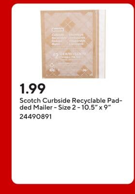 Scotch Curbside Recyclable Padded Mailer - Size 2 - 10.5" x 9"