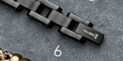 Stainless Steel 8+0.5" Gunmetal Rolex-Design ID Plate Bracelet