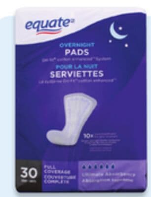 Equate incontinence overnight pads
