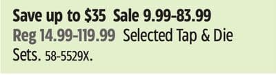 Selected tap & Die Sets
