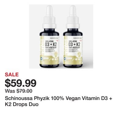 Schinoussa Phyzik 100% Vegan Vitamin D3 + K2 Drops Duo
