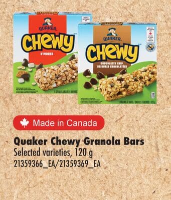 QUAKER CHEWY GRANOLA BARS, 120 G