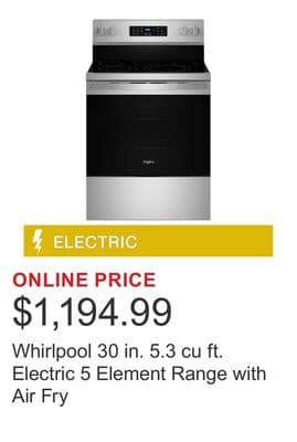 Whirlpool 30 in. 5.3 cu ft. Electric 5 Element Range with Air Fry