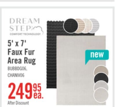 Dream Step Memory Foam Bubble Dark Grey Faux Fur Area Rug - 5' x 7'