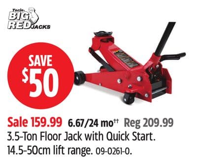 Big Red 3.5-Ton Floor Jack with Quick Start. 14.5-50cm lift range