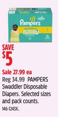 PAMPERS Swaddler Disposable Diapers.