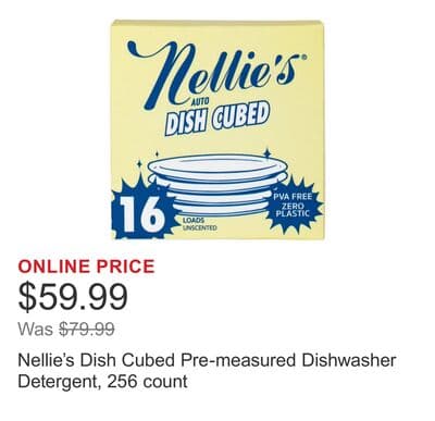 Nellie's Dish Cubed Pre-measured Dishwasher Detergent, 256 count