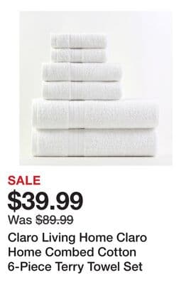 Claro Living Home Claro Home Combed Cotton 6-Piece Terry Towel Set