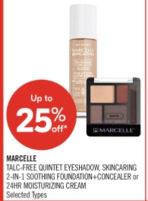 MARCELLE TALC-FREE QUINTET EYESHADOW, SKINCARING 2-IN-1 SOOTHING FOUNDATION+CONCEALER or 24HR MOISTURIZING CREAM