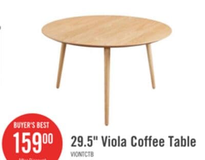 Viola 29.5" Modern Round Top Coffee Table – Natural Oak