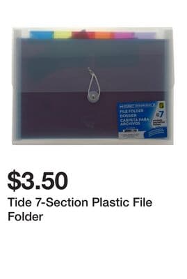 Tide 7-Section Plastic File Folder