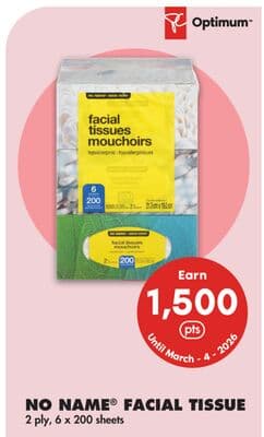 NO NAME® FACIAL TISSUE, 2 ply, 6 x 200 sheets