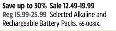 Selected Alkaline and Rechargeable Battery Packs