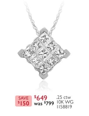 10K White Gold 0.25CTW Princessa Pendant