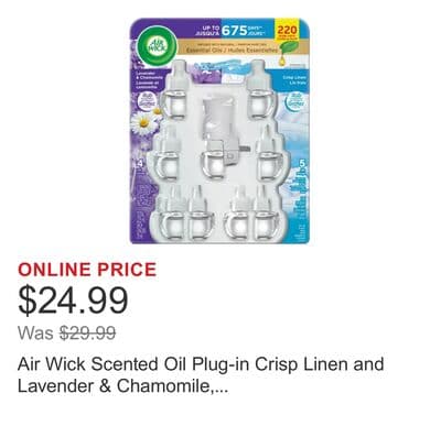 Air Wick Scented Oil Plug-in Crisp Linen and Lavender & Chamomile, 1 Warmer & 9 Refills