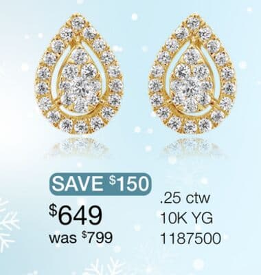 10K Yellow Gold 0.25CTW Diamond Pear Shaped Earrings