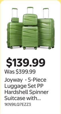 Joyway - 5-Piece Luggage Set PP Hardshell Spinner Suitcase with TSA Lock