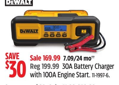 Dewalt 30A Battery Charger with 100A Engine Start