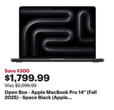 Open Box - Apple MacBook Pro 14" (Fall 2025) - Space Black (Apple M5 / 16GB RAM / 512GB SSD) - English