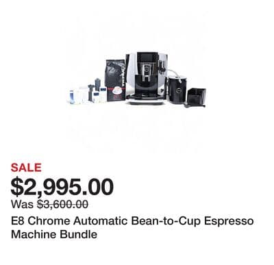E8 Chrome Automatic Bean-to-Cup Espresso Machine Bundle