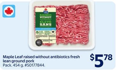 Maple Leaf raised without antibiotics fresh lean ground pork