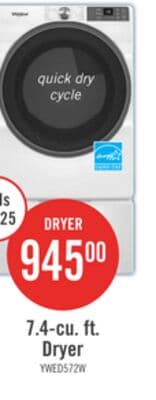 Whirlpool 7.4 Cu. Ft. Smart Electric Dryer with Wrinkle Shield™ - White - YWED5720RW