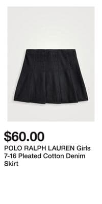 POLO RALPH LAUREN Girls 7-16 Pleated Cotton Denim Skirt