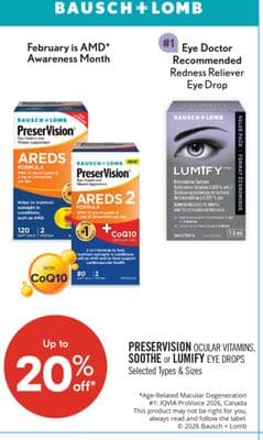 PRESERVISION OCULAR VITAMINS, SOOTHE or LUMIFY EYE DROPS