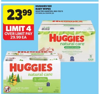 HUGGIES 16X BABY WIPES, 960-1152'S