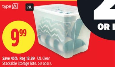 Type A 72L Clear Stackable Storage Tote