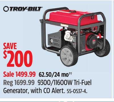Troy-Bilt 9300/11600W Tri-Fuel Generator