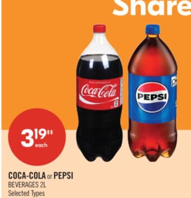 COCA-COLA or PEPSI BEVERAGES 2L