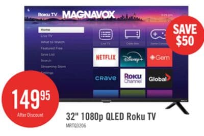 MAGNAVOX 32" MRTQ QLED Quantum Dot FHD Smart Roku TV (MRTQ3206)
