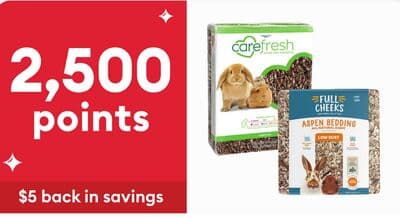 Earn 2,500 points when you spend $20+ on small pet bedding One-time use only.